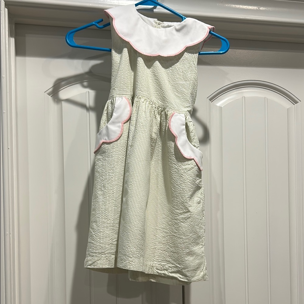Adorable White Dress with Pink Trim